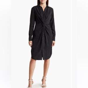 Lovestitch Black Long-Sleeve Twist-Front Dress